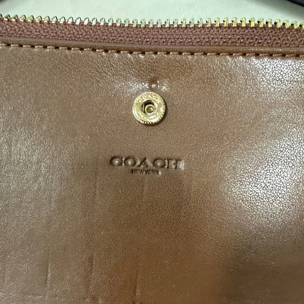 Coach Signature Brown and Tan Wristlet - Picture 6 of 8
